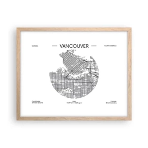Plakát v rámu světlý dub - Anatomie Vancouveru - 50x40 cm