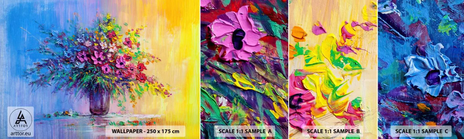 Vzor Fototapety Samolepicí Deluxe Sticker - Dar letní louky - Květiny ve váze, Kus, Kytice květin - 100x30 cm