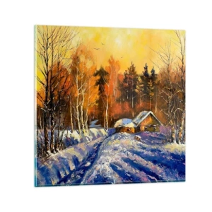 Obraz na skle - Zimní imprese v slunci - 70x70 cm