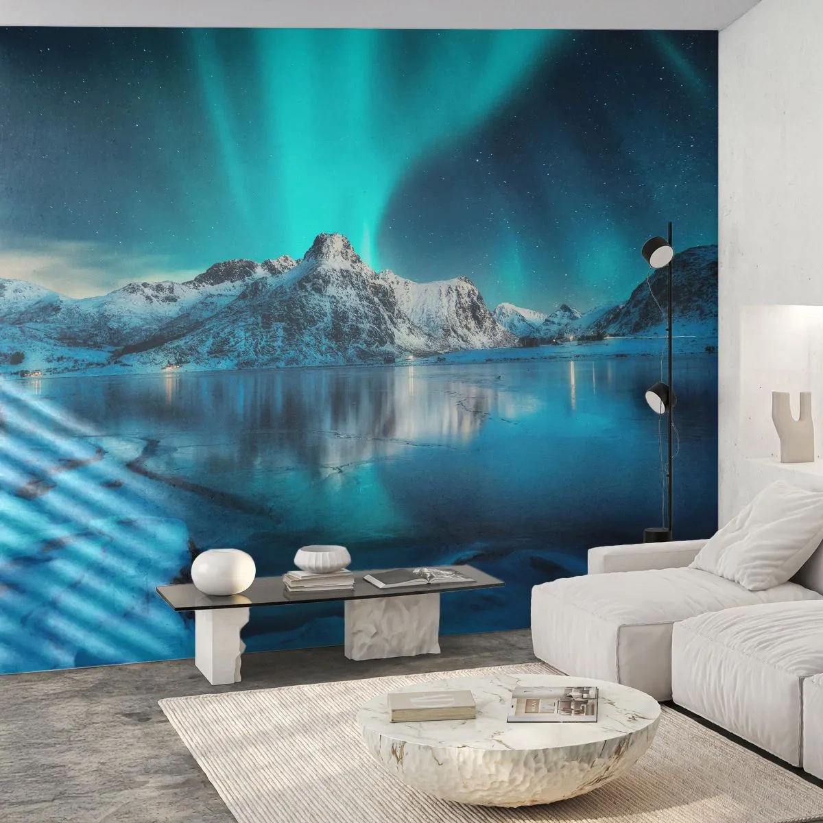 Fototapeta Standard Eco - Noc plná světla - Severní polární záře, Norsko, Krajina - 250x175 cm