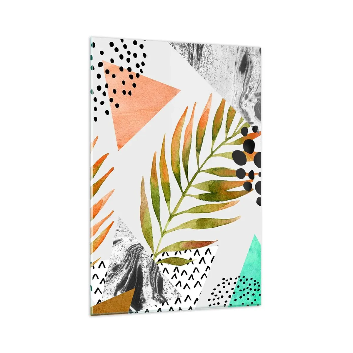 Obraz na skle - Dekorace s palmovým listem - 80x120 cm