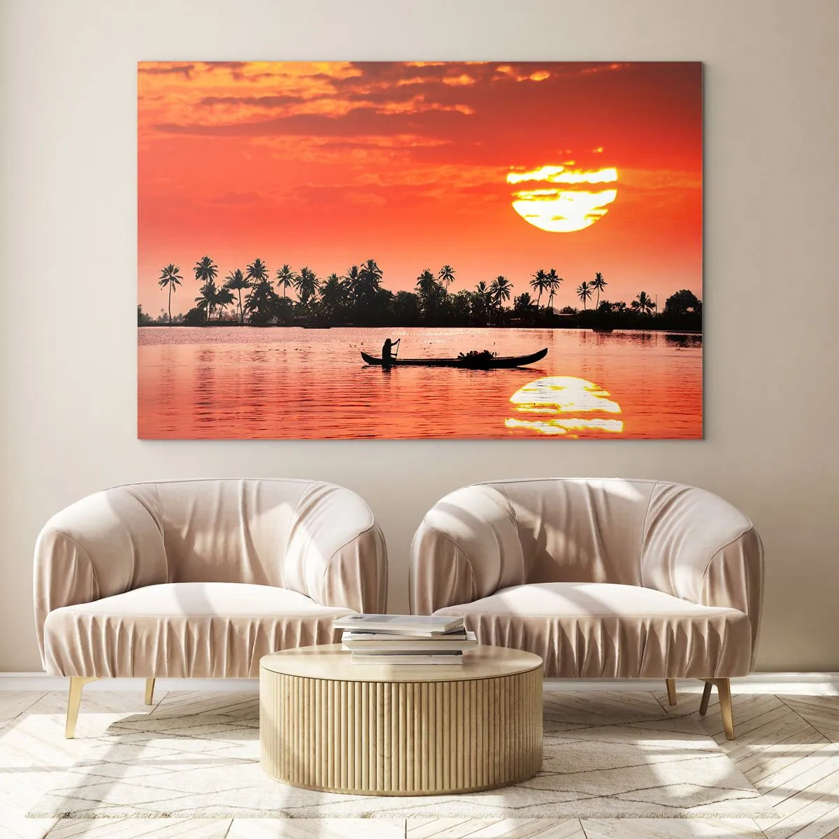 Obraz na skle - Klid tropů při západu - 120x80 cm