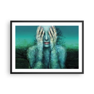 Plakát v černém rámu - Ponořená do modré - 70x50 cm