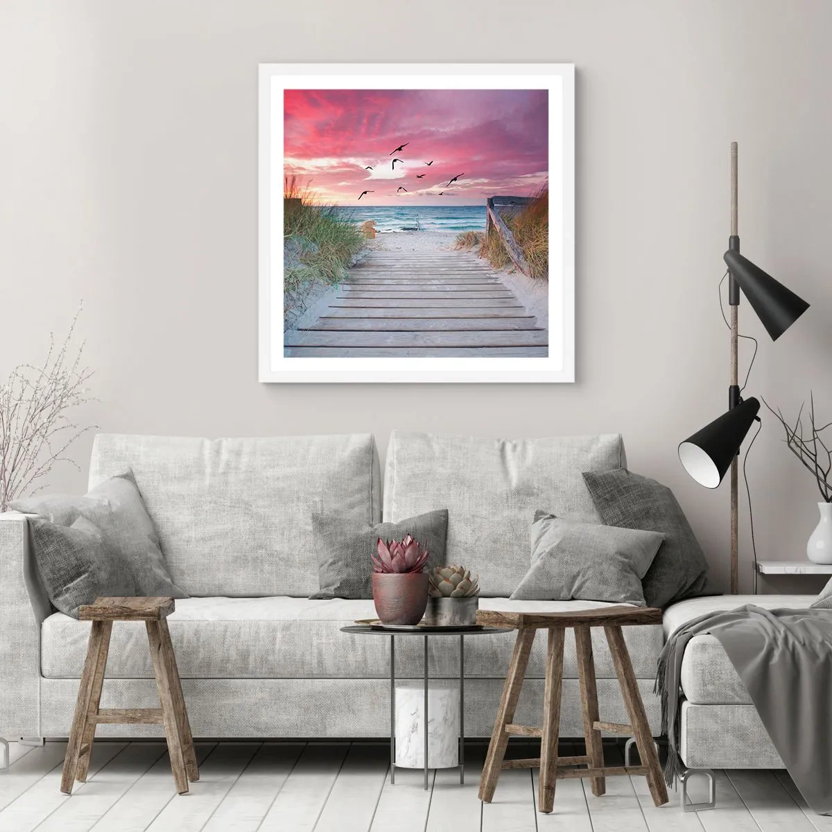 Plakát v bílém rámu - Baltská imprese - 50x50 cm