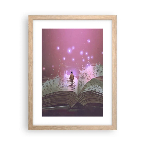 Plakát v rámu světlý dub - Pozvánka do jiného světa - přečti si to! - 30x40 cm