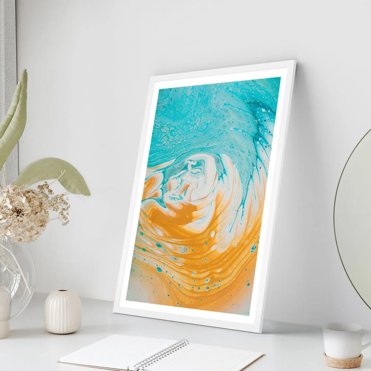 Plakát v bílém rámu - Pastelový vír - 30x40 cm