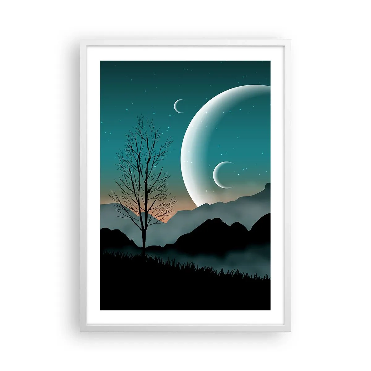Plakát v bílém rámu - Karneval hvězdné noci - 50x70 cm
