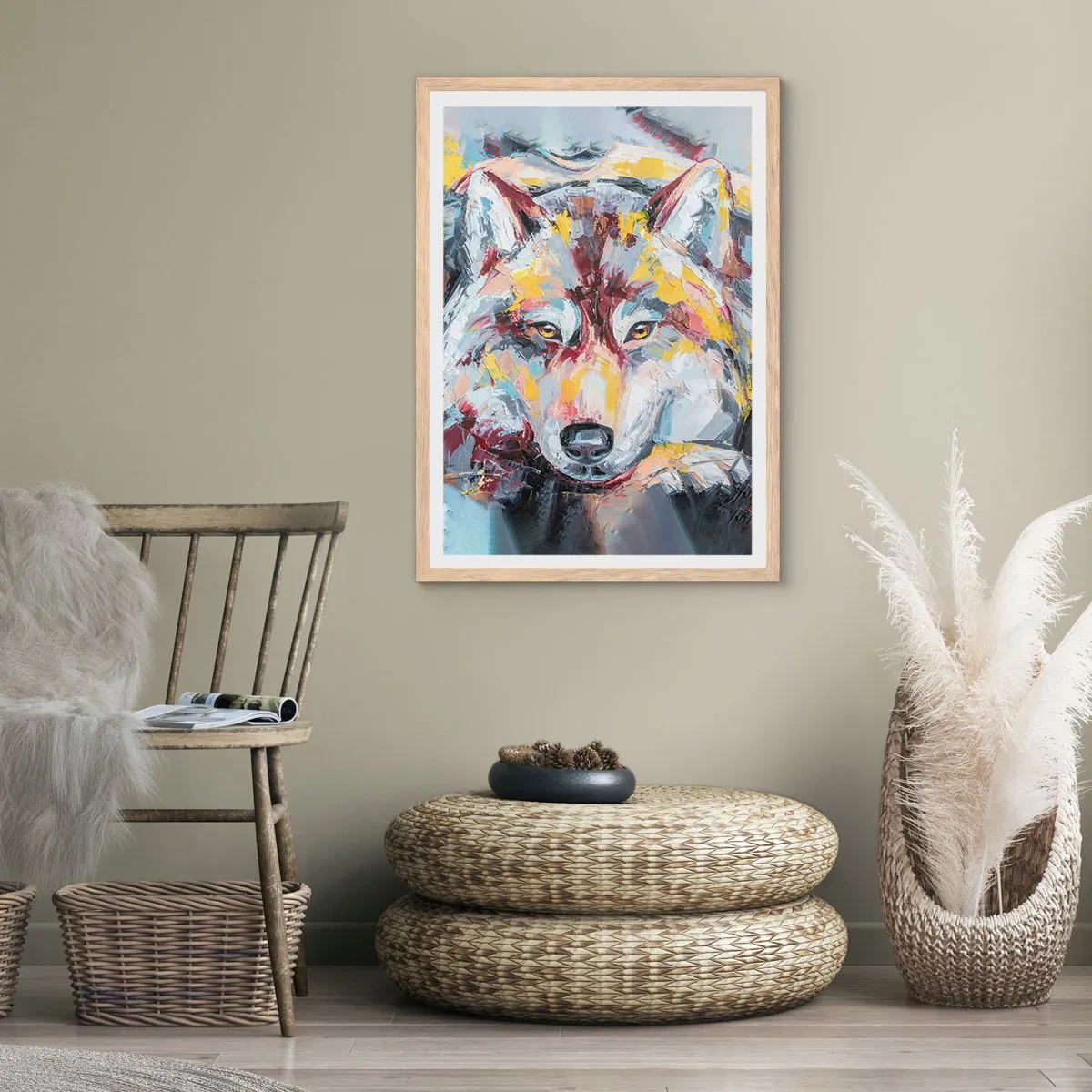 Plakát v rámu světlý dub - Klid mezi blízkými - 70x100 cm