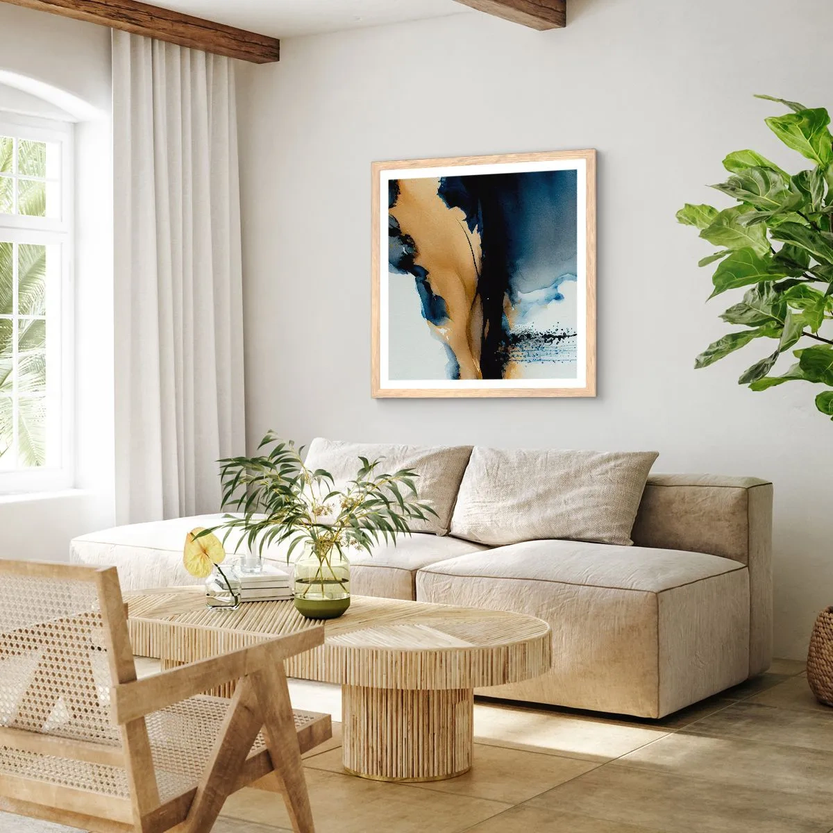 Plakát v rámu světlý dub - Za závojem - 60x60 cm