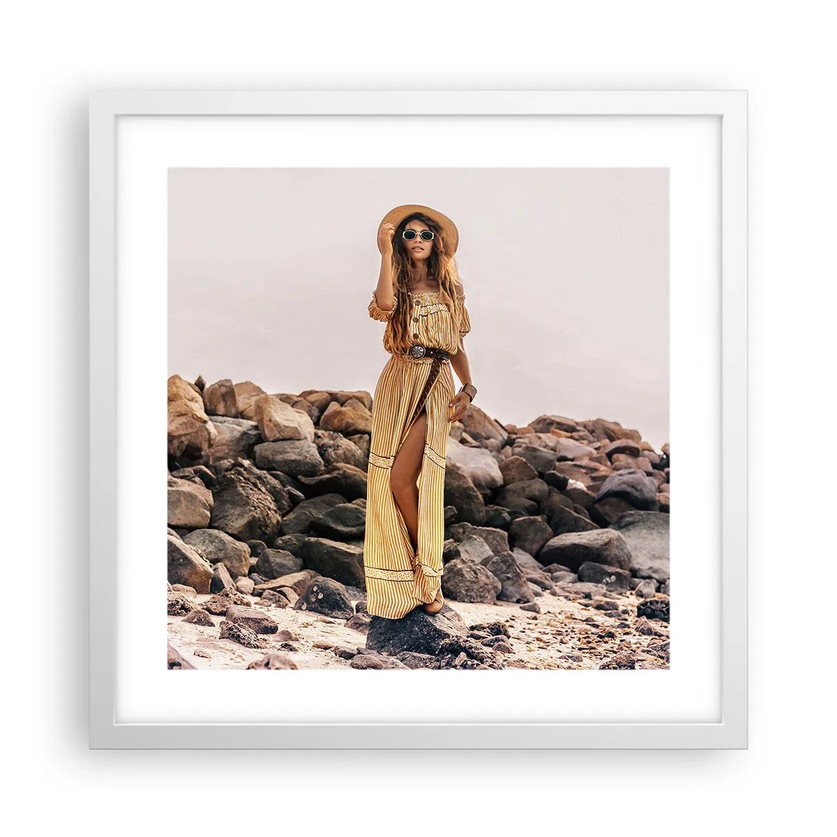 Plakát v bílém rámu - Kouzlo kamenů - 40x40 cm