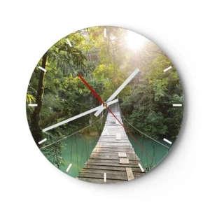 Nástěnné hodiny - Nad azurovou vodou do azurového lesa - 40x40 cm