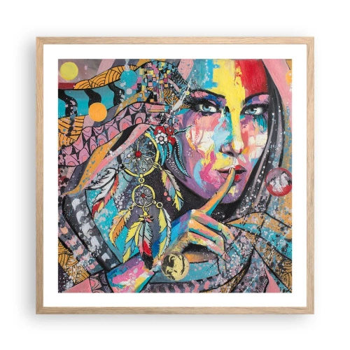 Plakát v rámu světlý dub - Mlč, než pochopíš - 60x60 cm