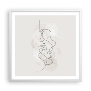 Plakát v bílém rámu - Zamotaní v objetí - 60x60 cm