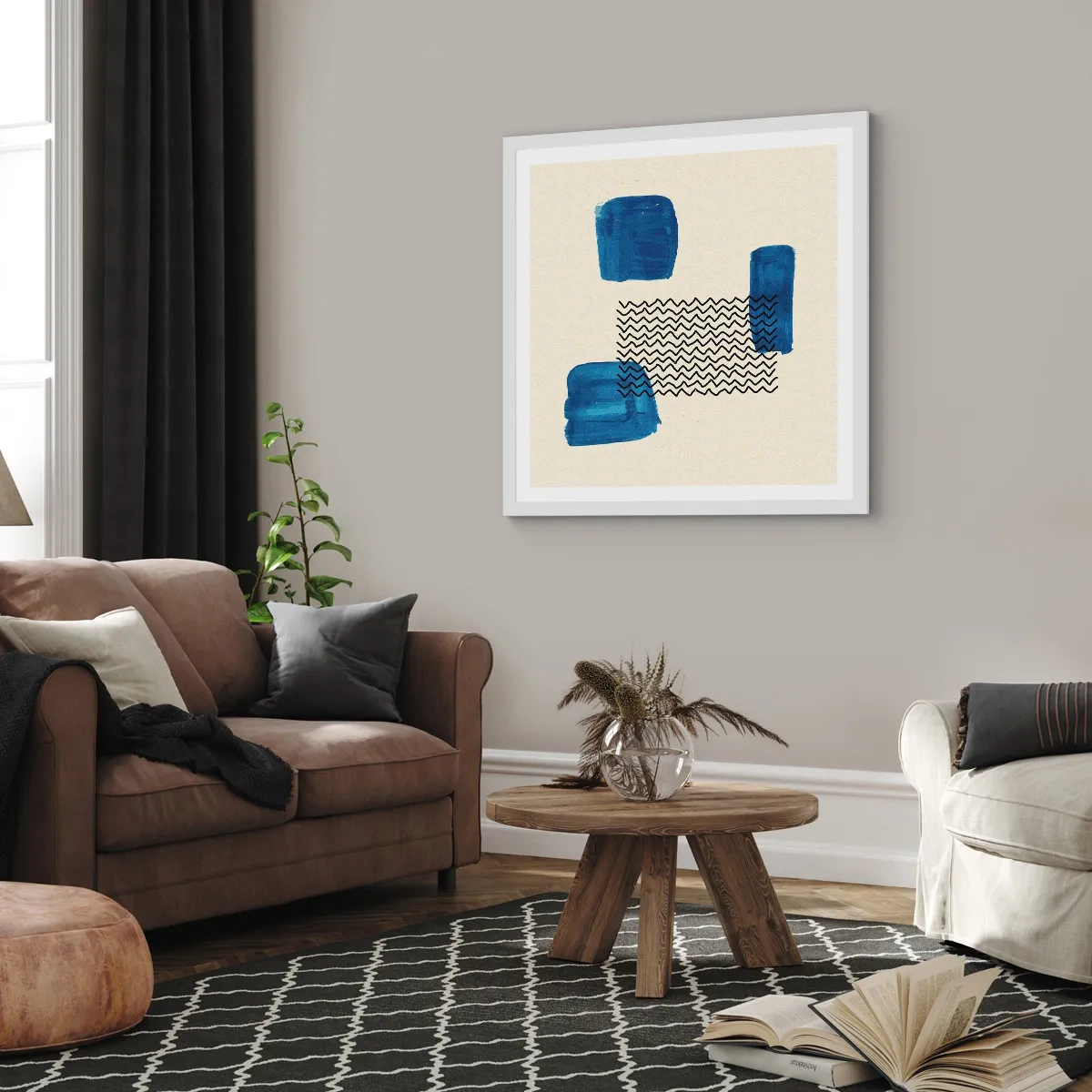 Plakát v bílém rámu - Abstraktní kvarteto - 60x60 cm