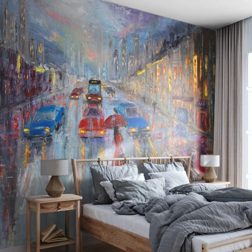 Fototapeta Premium Sand - Deštivé odpoledne ve městě - Město, Architektura, Procházka v dešti - 100x70 cm