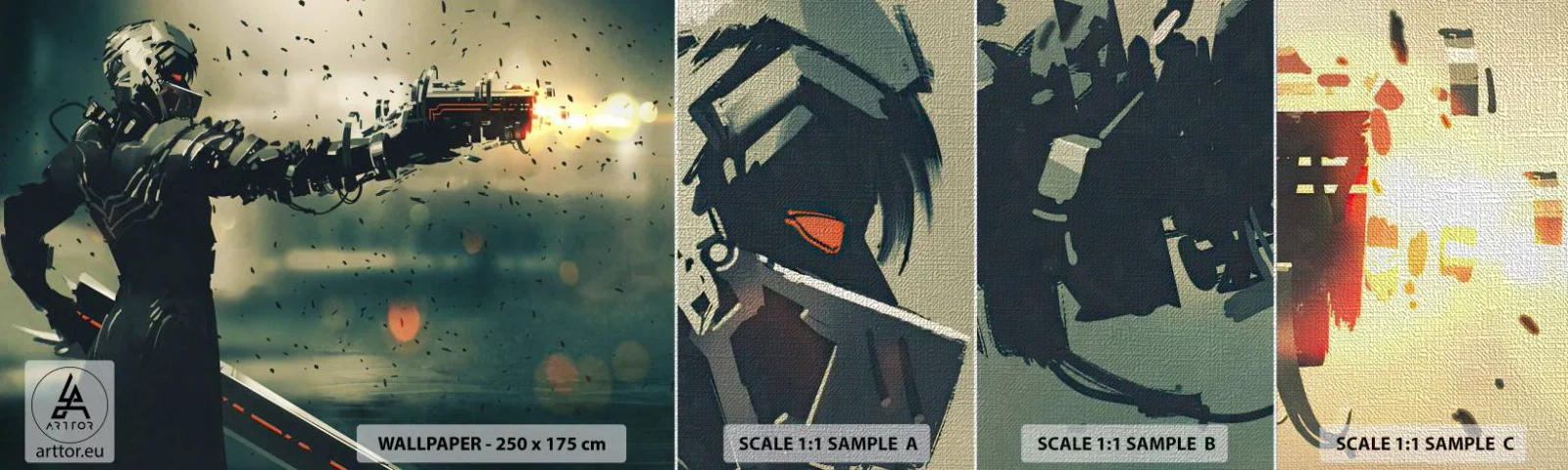 Vzor Fototapety Premium Canvas - Vražedná zbraň - tvůj vlastní terminátor - Abstrakce, Fantazie, Budoucí válečník - 100x30 cm