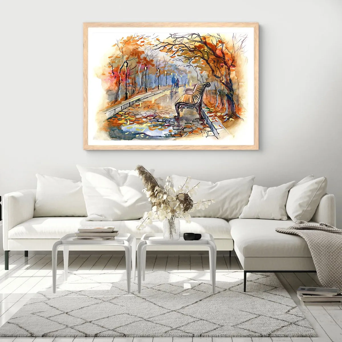 Plakát v rámu světlý dub - Společně putovat podzimem - 70x50 cm