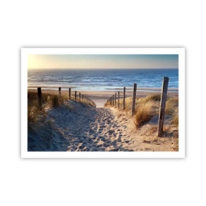 Plakát - Šumění moře, zpěv ptáků, divoká pláž uprostřed trávy… - 91x61 cm