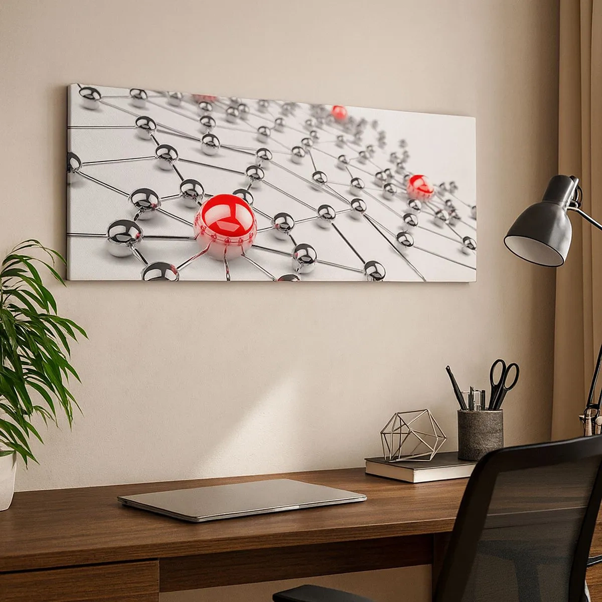 Obraz na plátně - Stříbrná síť - 100x40 cm