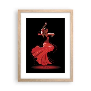 Plakát v rámu světlý dub - Žhavá duše flamenco - 30x40 cm