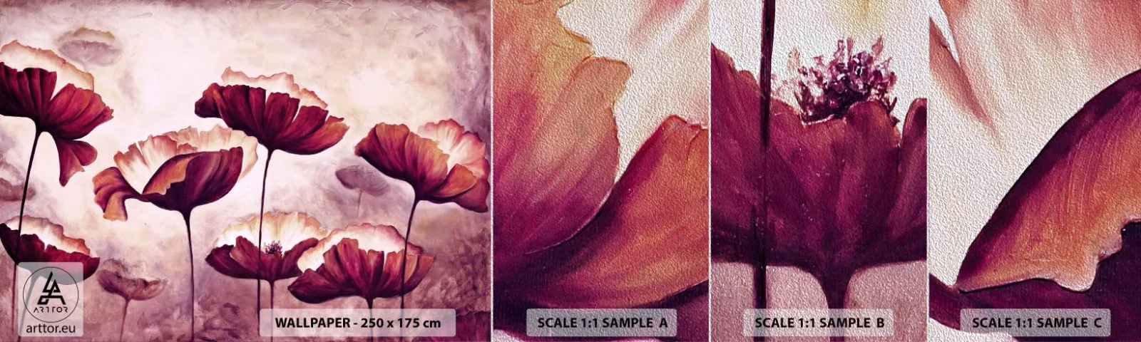 Vzor Fototapety Premium Sand - Červený a bílý plátek - Abstrakce, Květiny, Kus - 100x30 cm