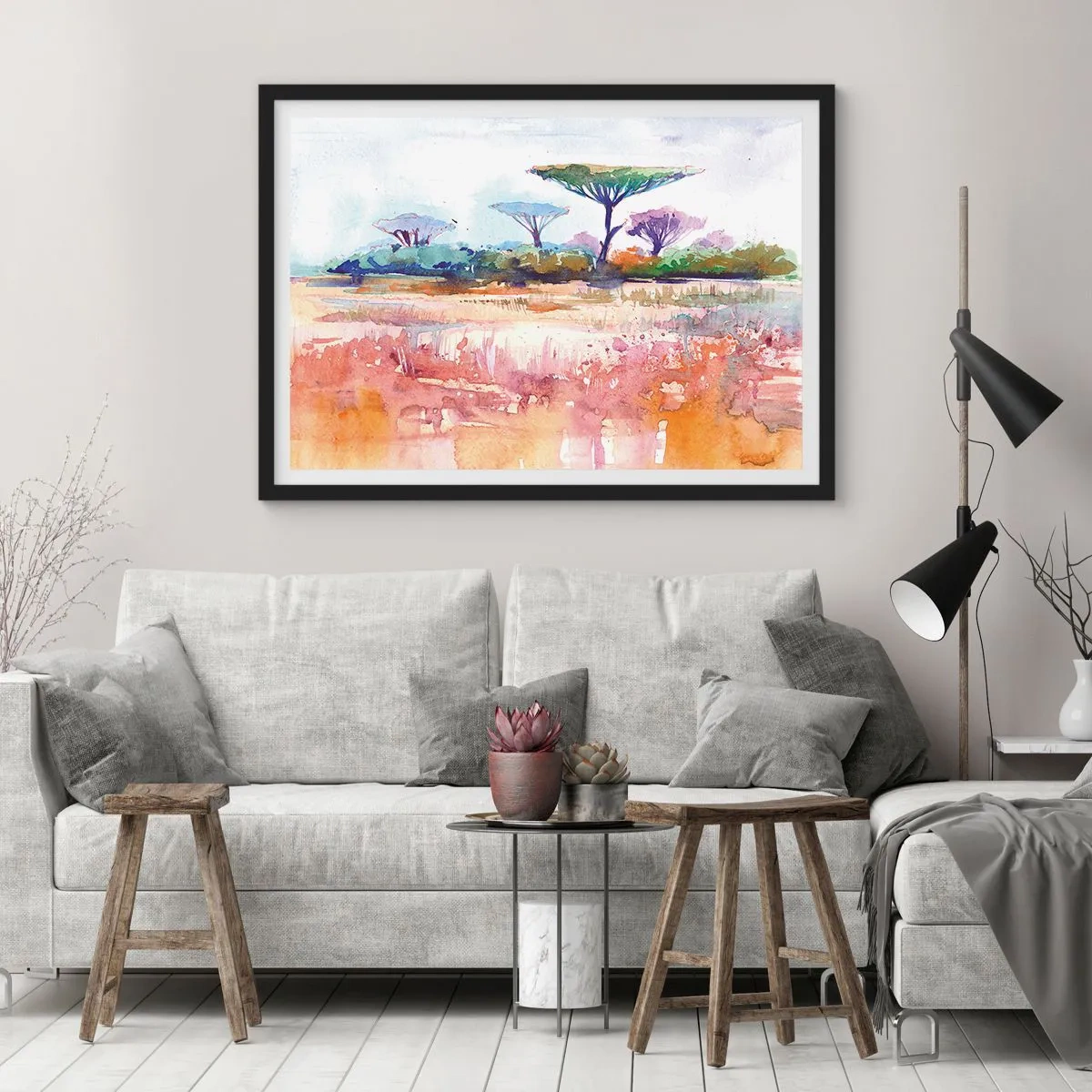 Plakát v černém rámu - Barvy savany - 91x61 cm