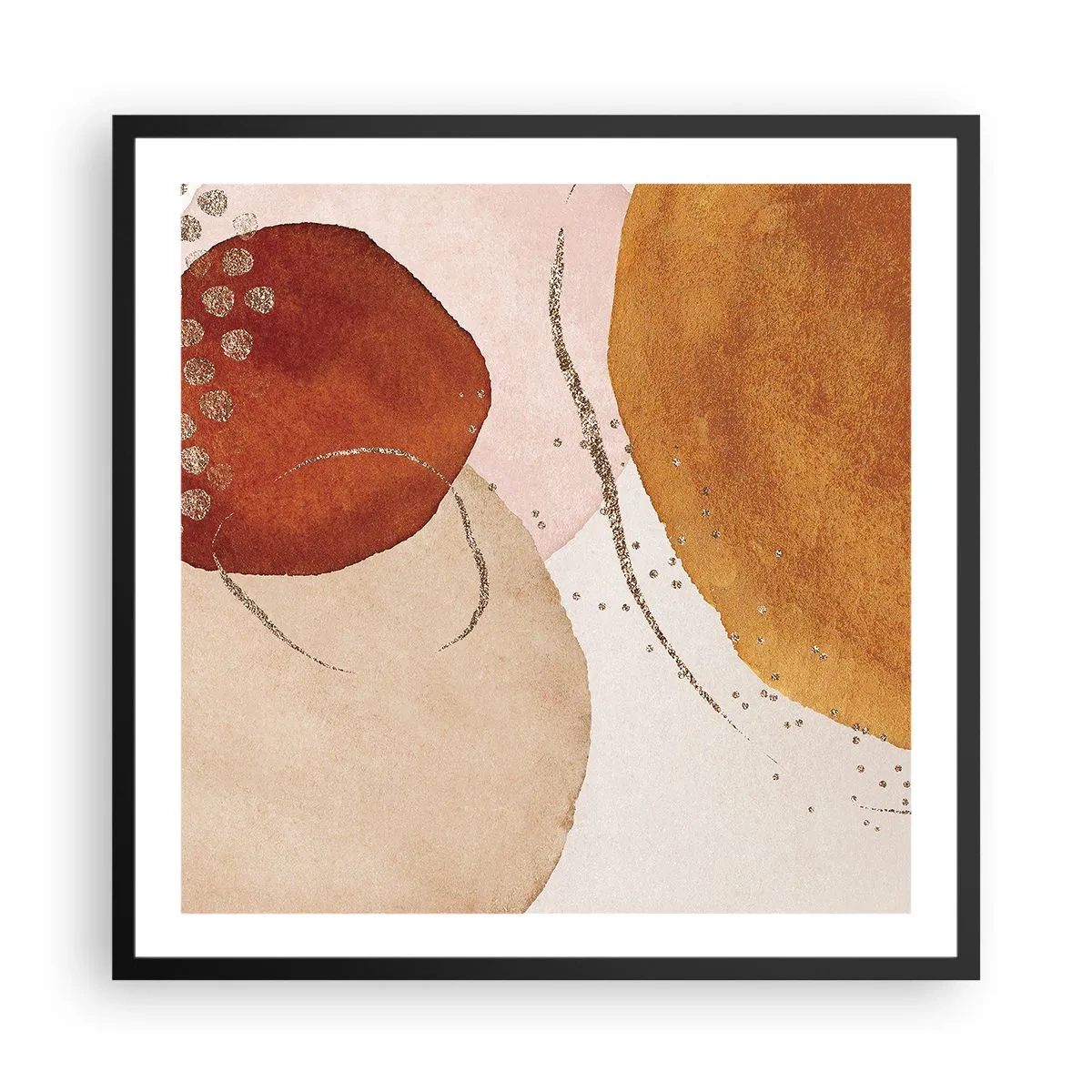 Plakát v černém rámu - Zaoblení a pohyb - 60x60 cm