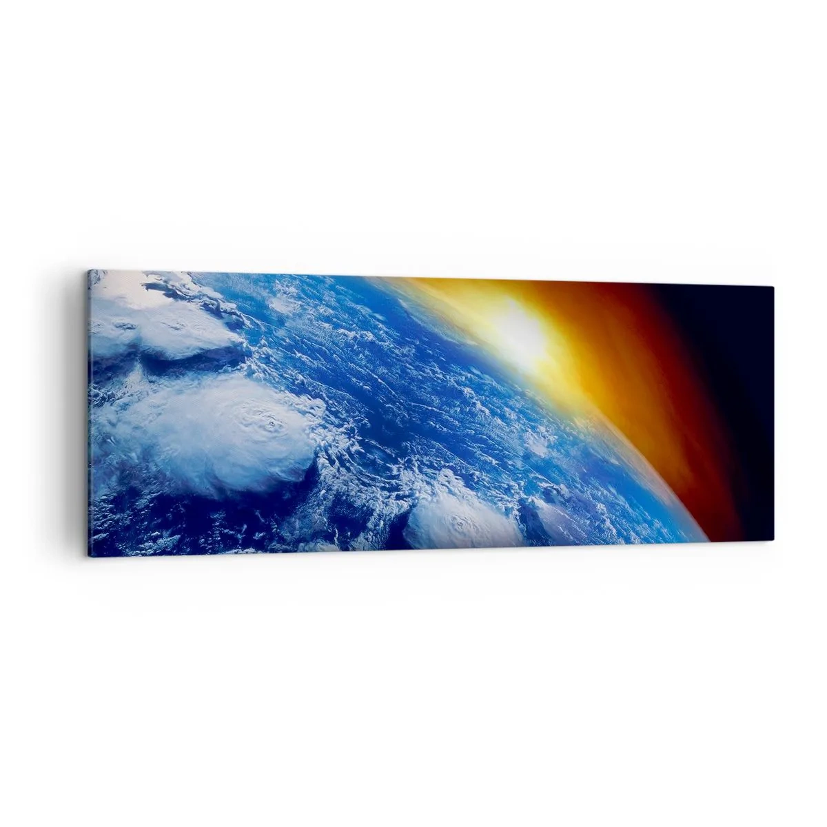 Obraz na plátně - Východ slunce nad modrou planetou - 140x50 cm