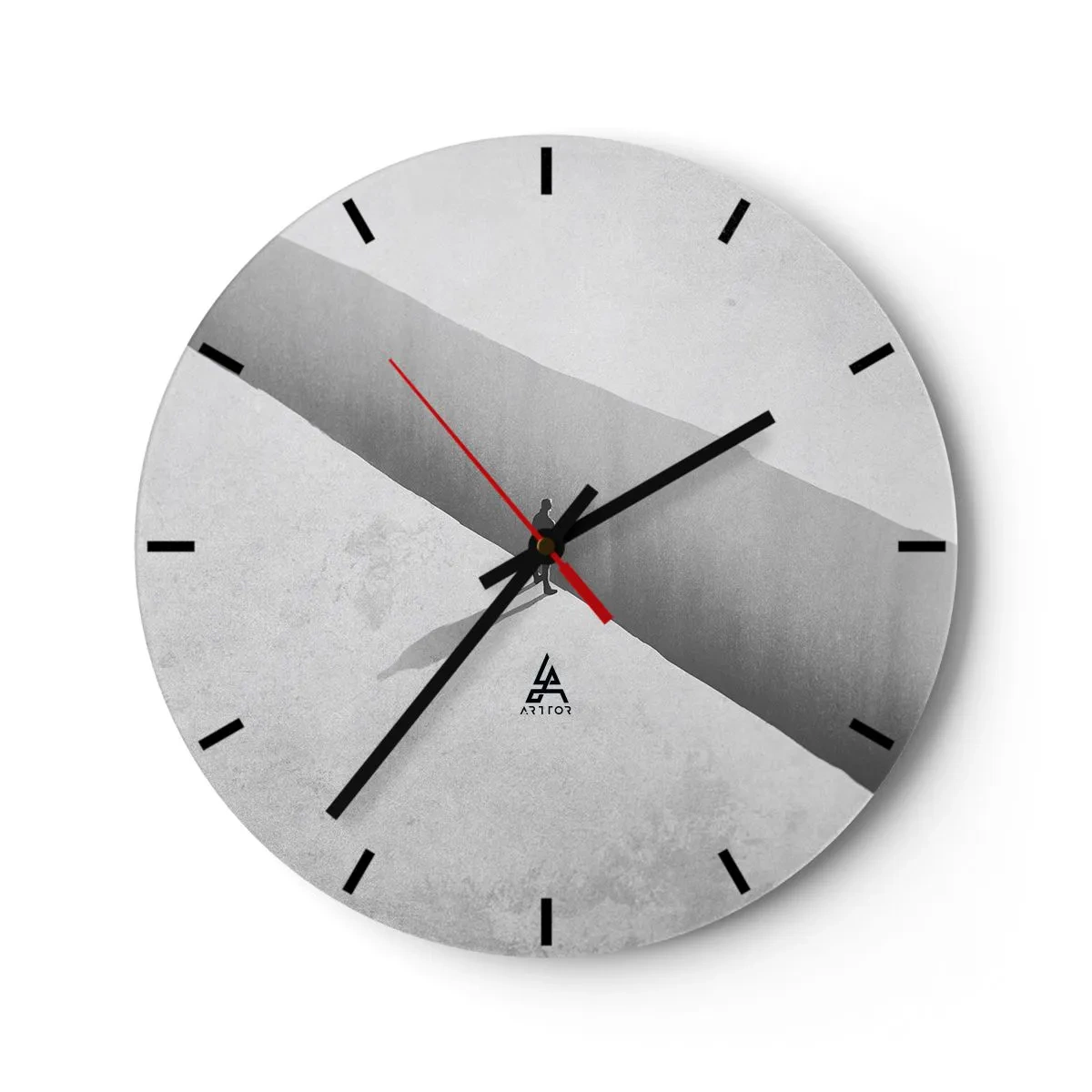 Nástěnné hodiny - Minimalistická silueta postavy ve světelné perspektivě - 30x30cm - Jasný cíl - Moderní nástěnná dekorace do obývacího pokoje, kuchyně a ložnice ARTTOR