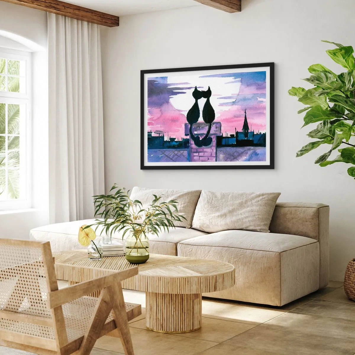 Plakát v černém rámu - Rendez-vous pod měsíčkem - 91x61 cm