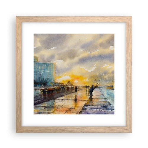 Plakát v rámu světlý dub - Život na pobřeží - 30x30 cm