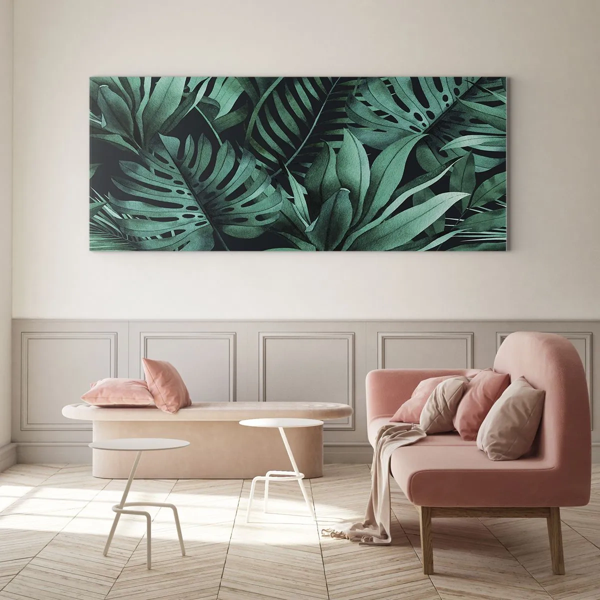 Obraz na skle - Hloubka tropické zeleně - 100x40 cm