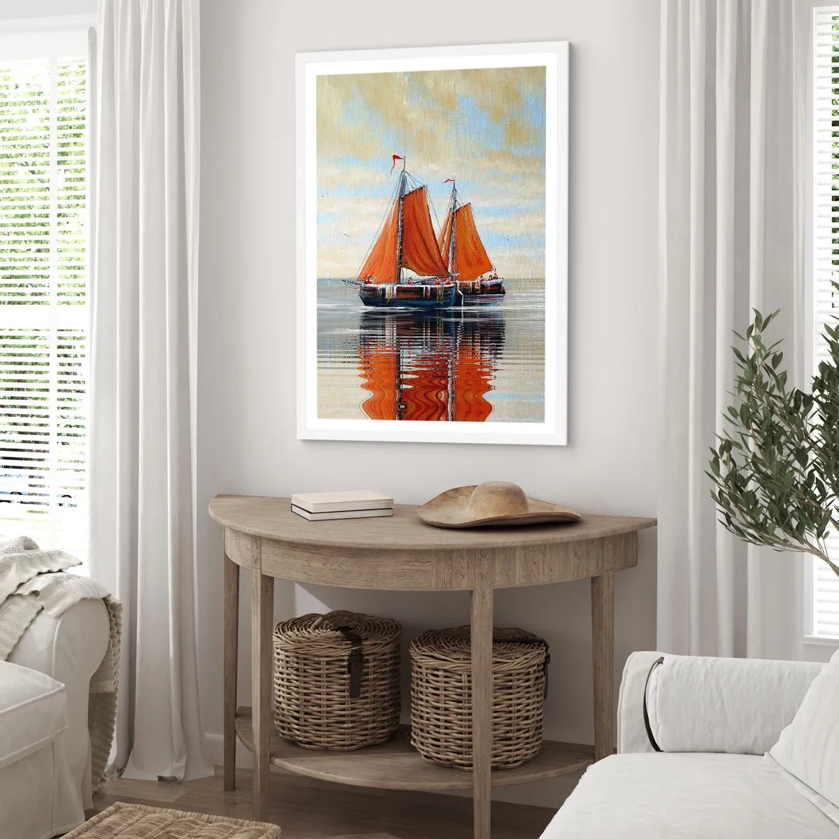 Plakát v bílém rámu - Pluj, námořníku… - 50x70 cm