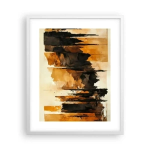 Plakát v bílém rámu - Harmonie černé a zlaté - 40x50 cm