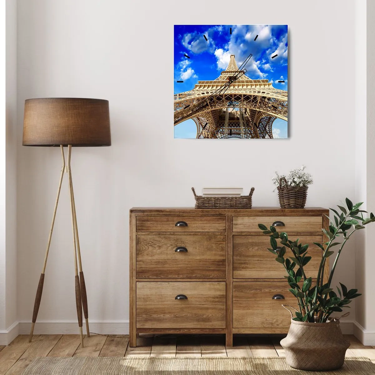 Nástěnné hodiny - Dosáhnout na oblohu a mraky - 40x40 cm