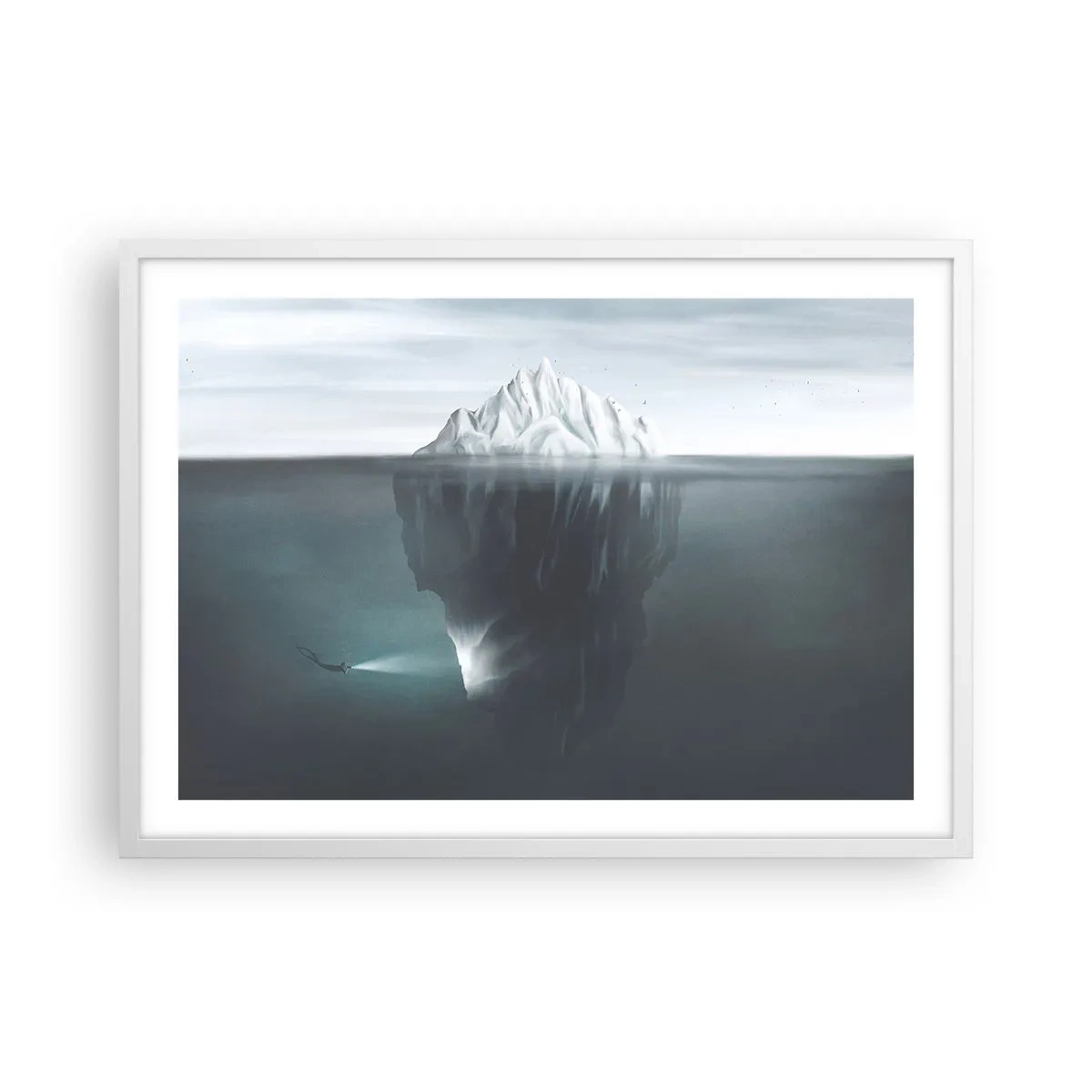 Plakát v bílém rámu - Podvodní tajemství - 70x50 cm