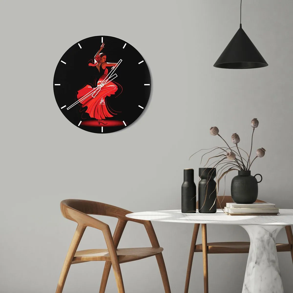 Nástěnné hodiny - Žhavá duše flamenco - 40x40 cm
