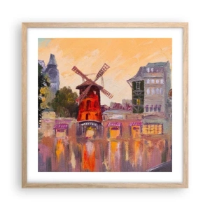 Plakát v rámu světlý dub - Pařížské ikony – Moulin Rouge - 50x50 cm