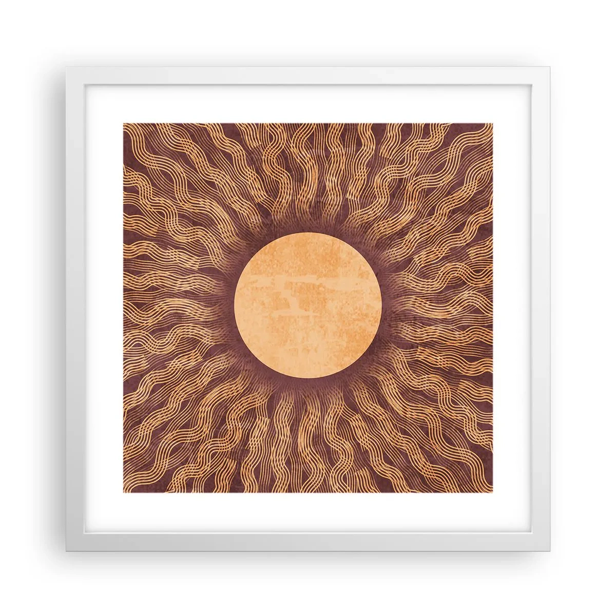 Plakát v bílém rámu - Ikona slunce - 40x40 cm