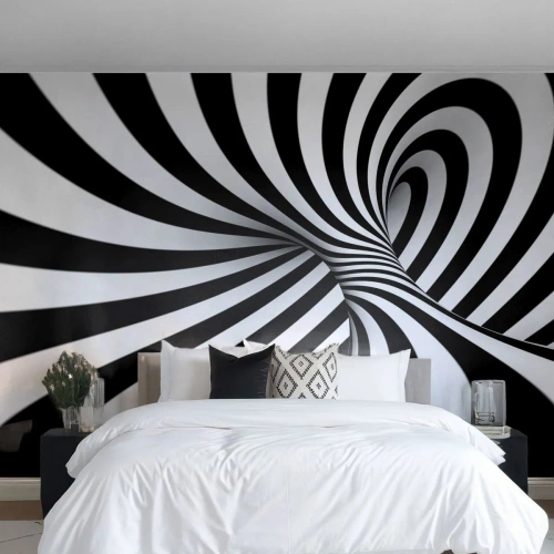 Fototapeta Premium Canvas - Kompozice: tančící prostor - Abstrakce, 3D, Černý a bílý - 450x315 cm