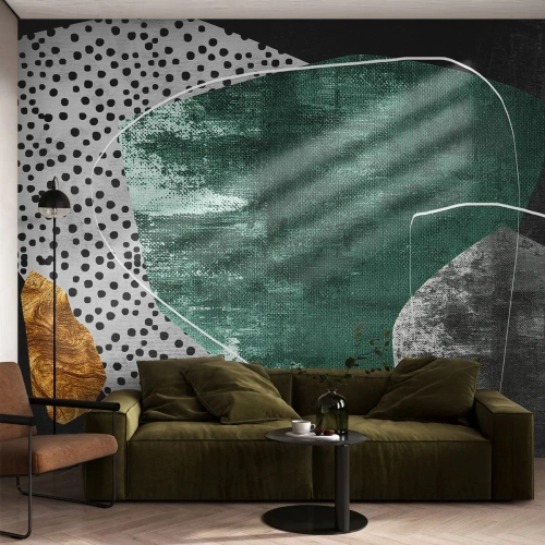 Fototapeta Samolepicí Deluxe Sticker - Barevná abstrakce se zlatou vločkou - Abstrakce, Textura, Koláž - 200x140 cm