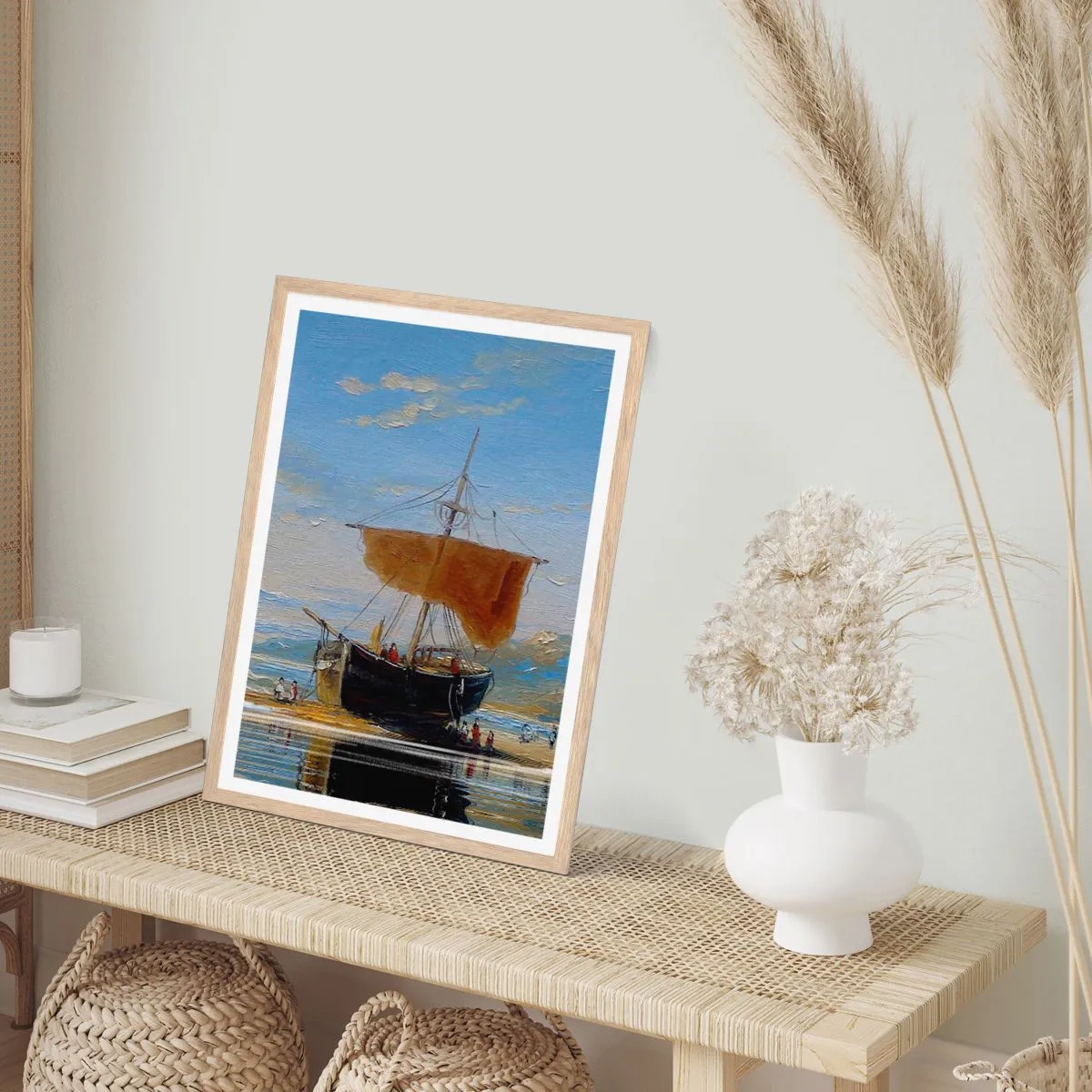 Plakát v rámu světlý dub - Voda, země, vzduch - 40x50 cm