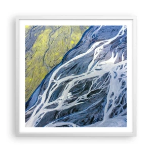 Plakát v bílém rámu - Jeskynní malby přírody - 60x60 cm
