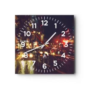 Nástěnné hodiny - Ponořená do světel noci - 40x40 cm