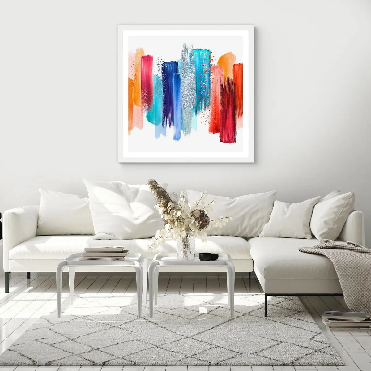 Plakát v bílém rámu - Nahoru a dolů  - 60x60 cm