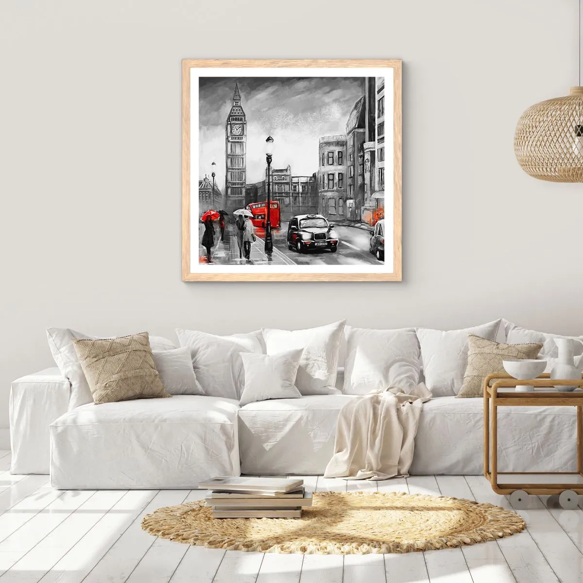 Plakát v rámu světlý dub - Vůbec ne šedé město - 30x30 cm