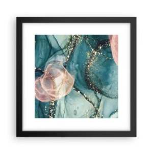 Plakát v černém rámu - Modré hedvábí modré, růžový tyl - 30x30 cm