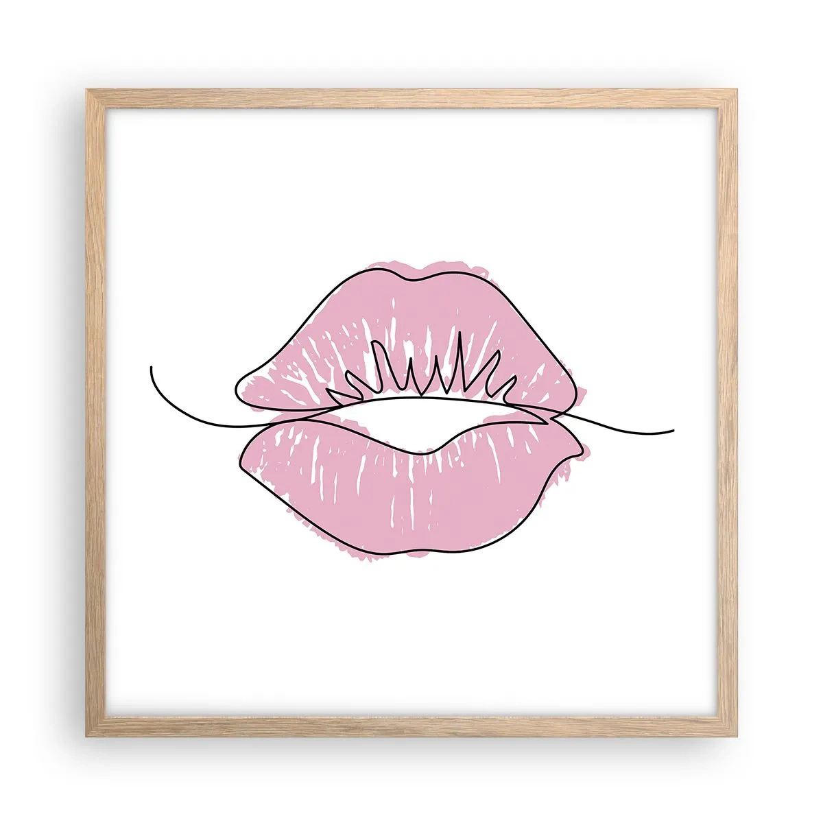 Plakát v rámu světlý dub - Jsi připraven na polibek? - 50x50 cm