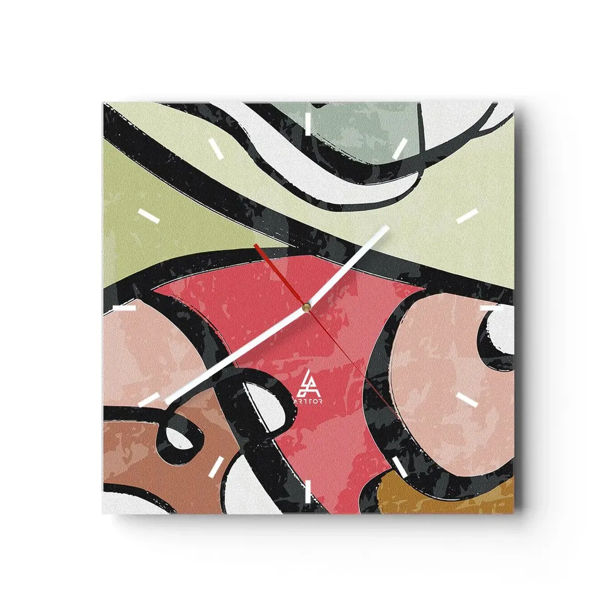 Nástěnné hodiny - Piruety uprostřed barev - 40x40 cm