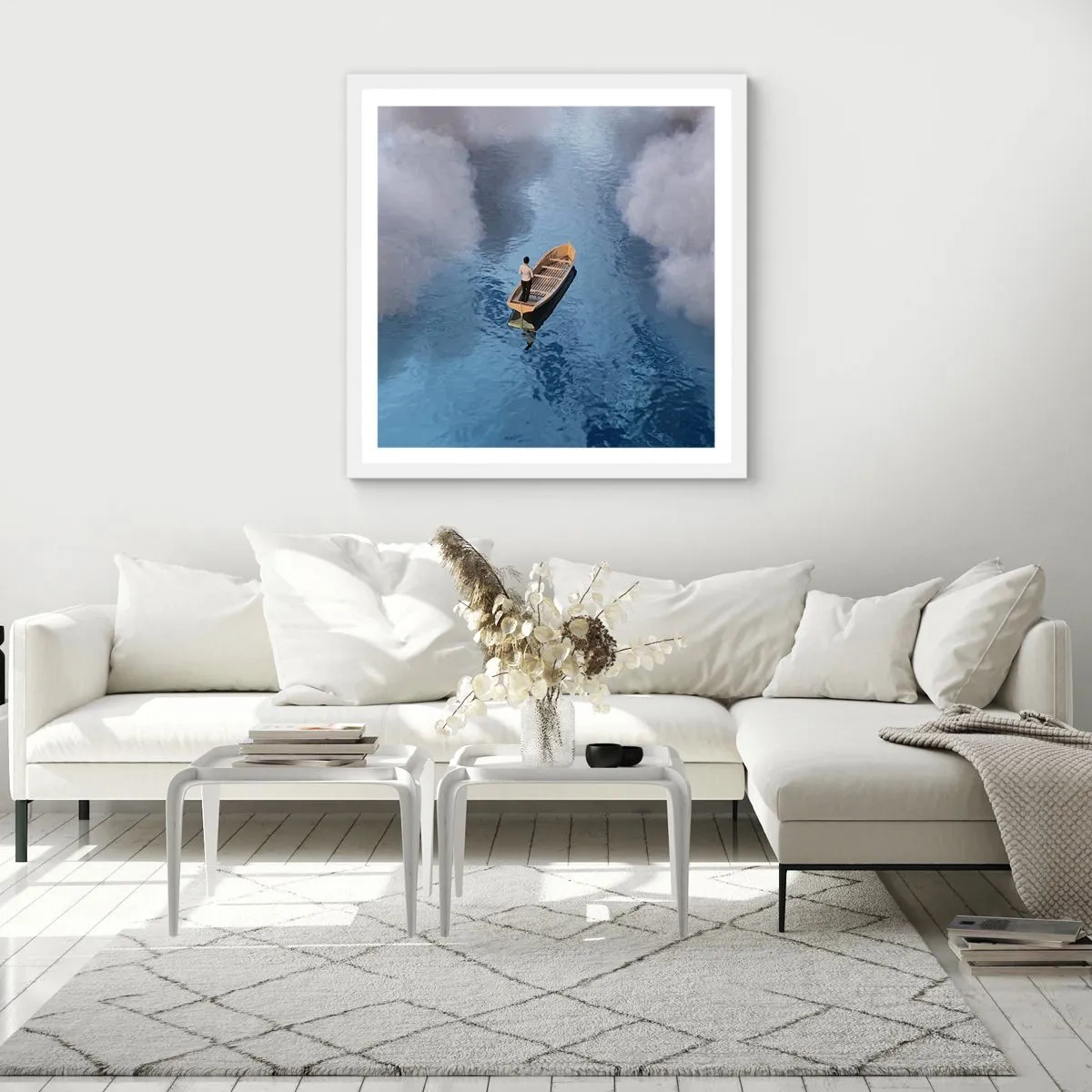 Plakát v bílém rámu - Život – cesta – nejistota - 40x40 cm